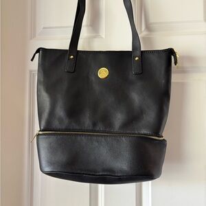 Joy Mangano Black and Gold Tote Bag with Structured Design